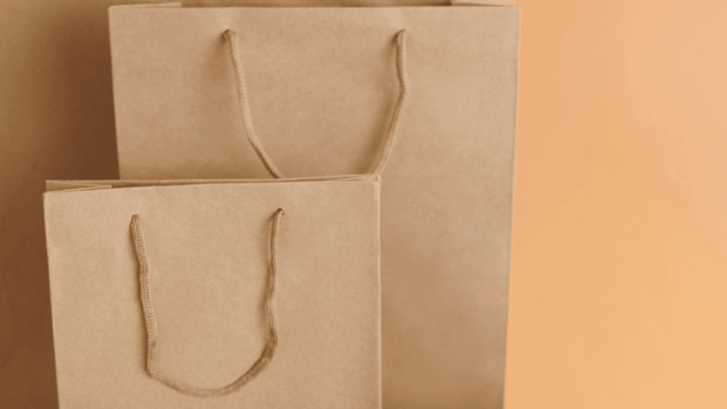 detalle de dos bolsas de papel reciclado